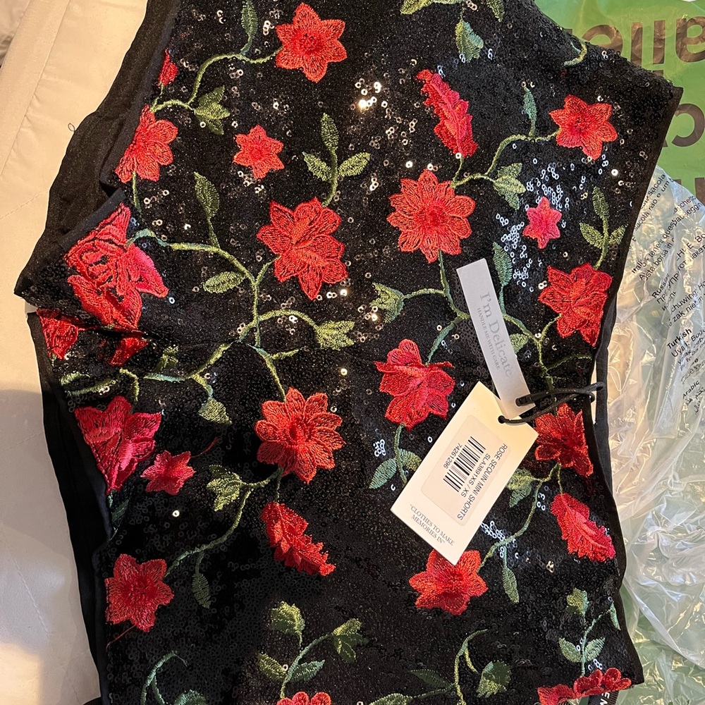 Floral Sequin Shorts